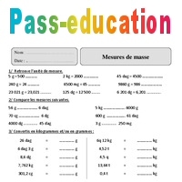 Mesures De Masse Masse G Kg Exercices Avec Correction Eme