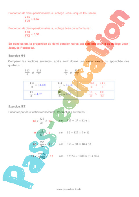 Comparaison De Fractions Examen Evaluation Bilan Contr Le Avec La