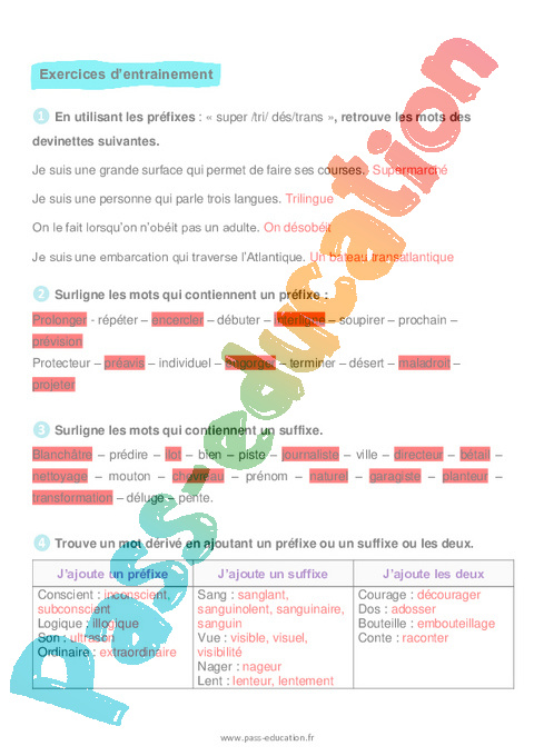 Les Pr Fixes Et Les Suffixes Soutien Scolaire Pour Les L Ves En