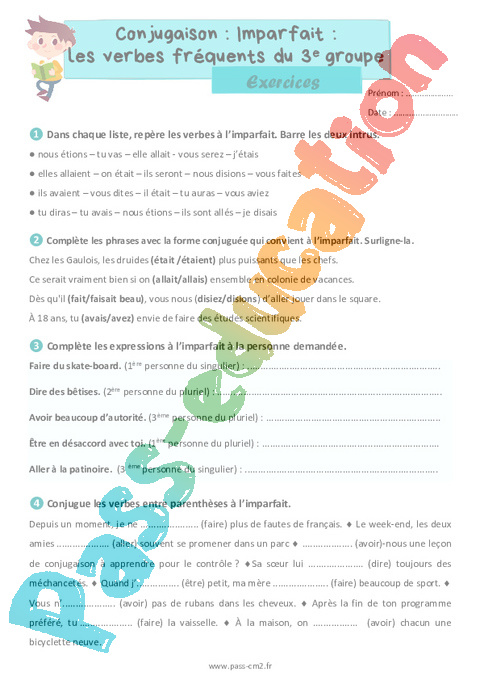 Imparfait des verbes fréquents du 3e groupe Exercices de conjugaison