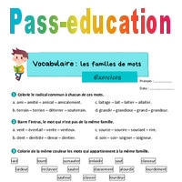 Les Familles De Mots Exercices De Vocabulaire Eme Primaire Pdf