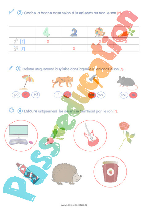 Le Son R Phonologie Exercices 3eme Maternelle Cycle