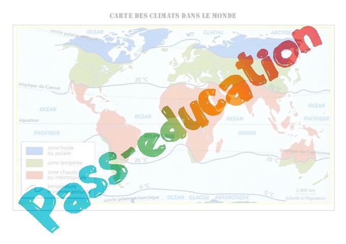 évaluation Géographie 5ème Les Ressources Pdf Carte des climats dans le monde - Géographie : 4eme, 5eme Primaire