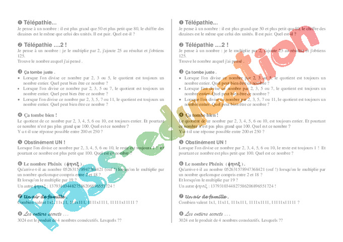 Phare Mathématiques 6ème Corrigé 2016 Pdf Gratuit Multiplication jeux - Exercices - Calculs - Mathématiques : 6eme
