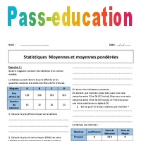 Moyennes Pondérées - Moyennes - Exercices Sur Les Statistiques : 2eme ...