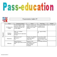 Anglais Programmation 1ere Primaire