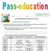 Conditions de vie sur Terre - Exercices : 6eme Primaire - PDF à imprimer