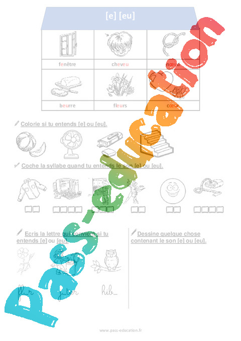 Son E Ouvert Ferme E Eu Oeu Exercices 1ere Primaire Pass Education