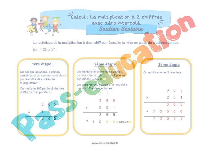 La multiplication à deux chiffres avec un zéro intercalé - Soutien
