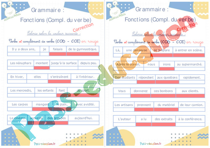 Cod Et Coi Exercices Pdf Avec Correction 3eme Complément du verbe (COD - COI) - Rituels - Grammaire : 2eme, 3eme