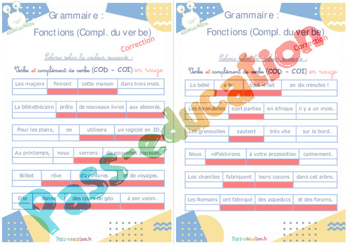 Cod Et Coi Exercices Pdf Avec Correction 3eme Complément du verbe (COD - COI) - Rituels - Grammaire : 2eme, 3eme
