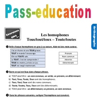 Les homophones - Fiches tout/tous/toux - toute/toutes - Exercices ...