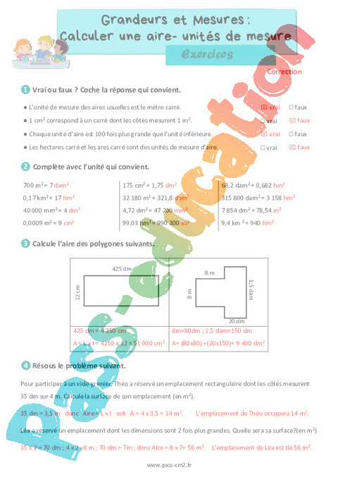 Calculer Une Aire Unit s De Mesure Exercices De Grandeurs Et 