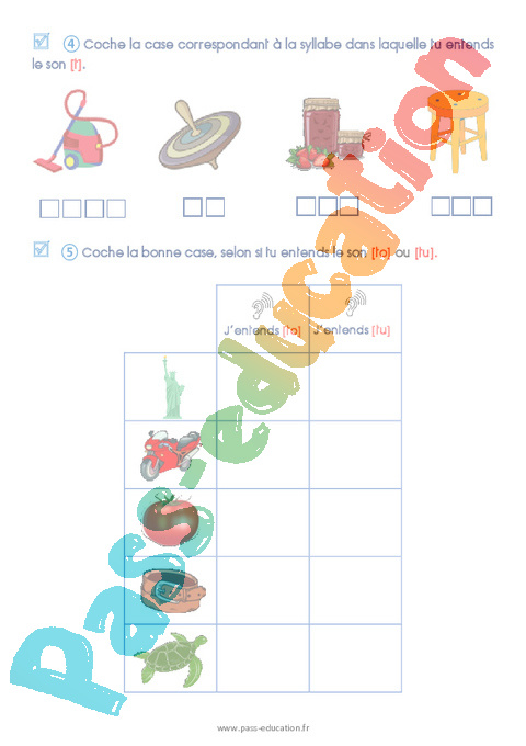 Le son [t] - Phonologie - Exercices : 3eme Maternelle - Cycle ...