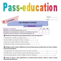 Les champs lexicaux - Examen Evaluation de vocabulaire pour la : 6eme ...