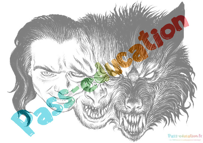 Coloriage gratuit : Loup garou - PDF à imprimer