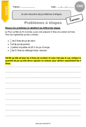 Comment résoudre des problèmes à étapes - Exercices  : 5eme Primaire - PDF à imprimer