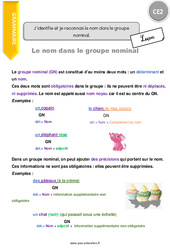 Identifier et reconnaitre le nom dans le groupe nominal. - Cours, Leçon : 3eme Primaire - PDF à imprimer