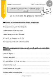 Identifier et reconnaitre le nom dans le groupe nominal. - Exercices  : 3eme Primaire - PDF à imprimer