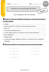 Identifier et connaître le lexique de la lettre - Exercices  : 3eme Primaire - PDF à imprimer