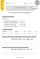 Connaître les unités de longueur - Exercices avec correction : 4eme Primaire - PDF à imprimer