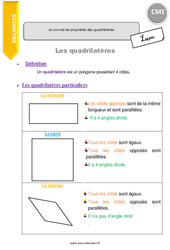 Connaître les propriétés des quadrilatères. - Cours, Leçon : 4eme Primaire - PDF à imprimer