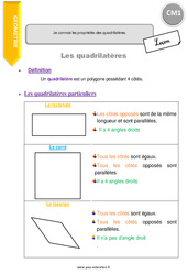 Je connais les propriétés des quadrilatères. - Cours, Leçon : 4eme Primaire - PDF gratuit à imprimer