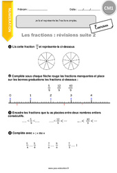 Lire et représenter les fractions simples Suite - Exercices avec correction : 4eme Primaire - PDF à imprimer