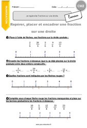 Comment repérer les fractions sur une droite graduée ? - Exercices  : 5eme Primaire - PDF à imprimer