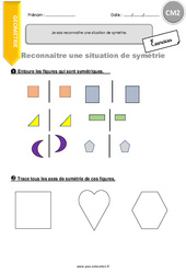 Comment reconnaitre une situation de symétrie - Exercices avec correction : 5eme Primaire - PDF à imprimer