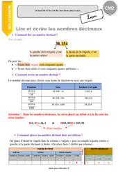 Comment lire et écrire les nombres décimaux - Cours, Leçon : 5eme Primaire - PDF gratuit à imprimer