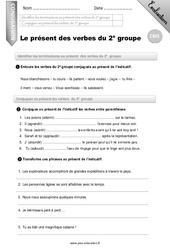 Le présent des verbes du 2er groupe - Examen Evaluation - Bilan : 4eme Primaire - PDF à imprimer