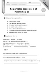 Le participe passé en - é ou l'infinitif en - er - Examen Evaluation - Bilan : 4eme Primaire - PDF à imprimer