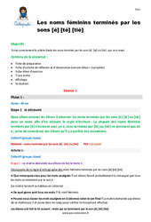 Séquence - Fiche de préparation Les noms féminins terminés par les sons [é] [té] [tié] - Séquence - Fiche de préparation : 4eme Primaire - PDF à imprimer