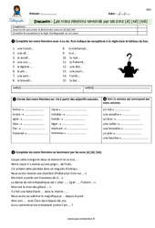 Les noms féminins terminés par les sons [é] [té] [tié] - Examen Evaluation - Bilan : 4eme Primaire - PDF à imprimer