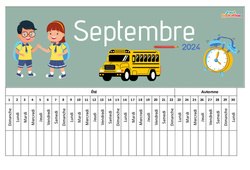 Poutre du temps - Calendrier 2024 / 2025 - Calendrier scolaire : Primaire - Cycle Fondamental - PDF à imprimer