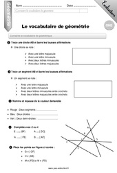 Le vocabulaire de géométrie - Examen Evaluation - Bilan : 5eme Primaire