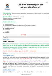 Les mots commençant par ap - ac - af, - ef - et of - Séquence - Fiche de préparation : 5eme Primaire - PDF à imprimer