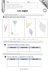 Comparer et tracer des angles - Examen Evaluation - Bilan : 5eme Primaire - PDF à imprimer