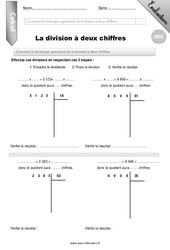 Division à 2 chiffres - Examen Evaluation - Bilan : 5eme Primaire - PDF à imprimer