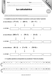 Utiliser les différentes fonctions de la calculatrice - Examen Evaluation - Bilan : 5eme Primaire