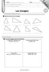 Reconnaitre les différents triangles - Examen Evaluation - Bilan : 5eme Primaire