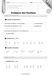 Comparer des fractions à l’unité - Examen Evaluation - Bilan : 5eme Primaire