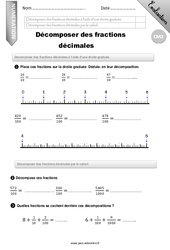 Décomposer des fractions décimales à l’aide d’une droite graduée. - Examen Evaluation - Bilan : 5eme Primaire - PDF à imprimer