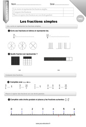 Lire, écrire et représenter les fractions simples. - Examen Evaluation - Bilan : 5eme Primaire - PDF à imprimer