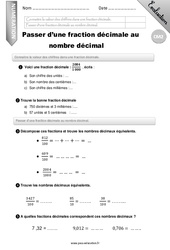 Connaitre la valeur des chiffres dans une fraction décimale. - Examen Evaluation - Bilan : 5eme Primaire - PDF à imprimer