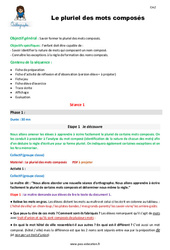 Pluriel des mots composés - Séquence - Fiche de préparation : 5eme Primaire - PDF à imprimer