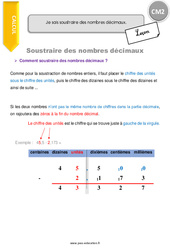 Comment soustraire des nombres décimaux - Cours, Leçon : 5eme Primaire - PDF gratuit à imprimer