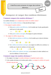 Comment comparer et ranger des nombres décimaux - Cours, Leçon : 5eme Primaire - PDF gratuit à imprimer