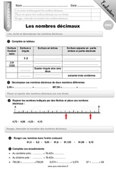 Les nombres décimaux - Examen Evaluation globale - Bilan : 5eme Primaire - PDF à imprimer